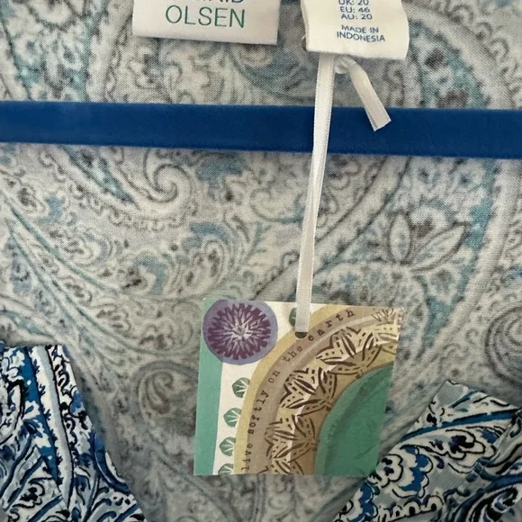 Sigrid Olsen Blue and White Paisley Blouse - Picture 2 of 5